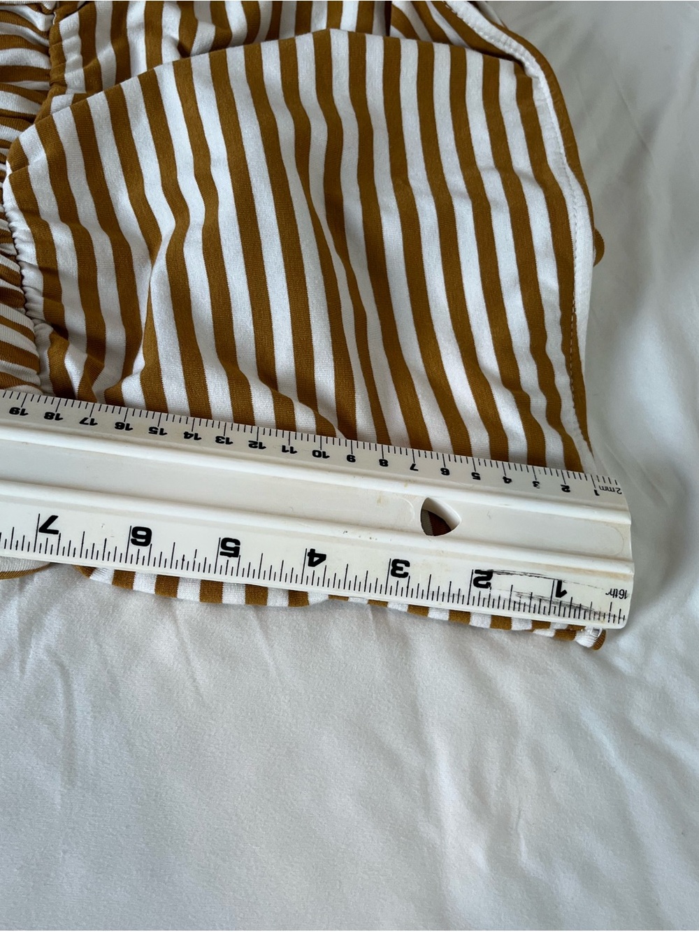 American Eagle Striped Strapless Wide-Leg Jumpsuit in Mustard - Picture 6 of 10
